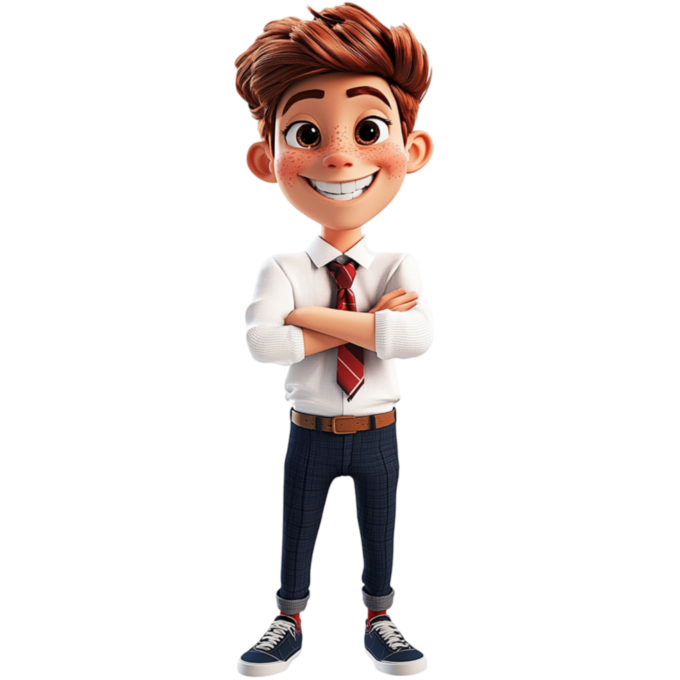 Boy Character with Thumbs Up Pose on png