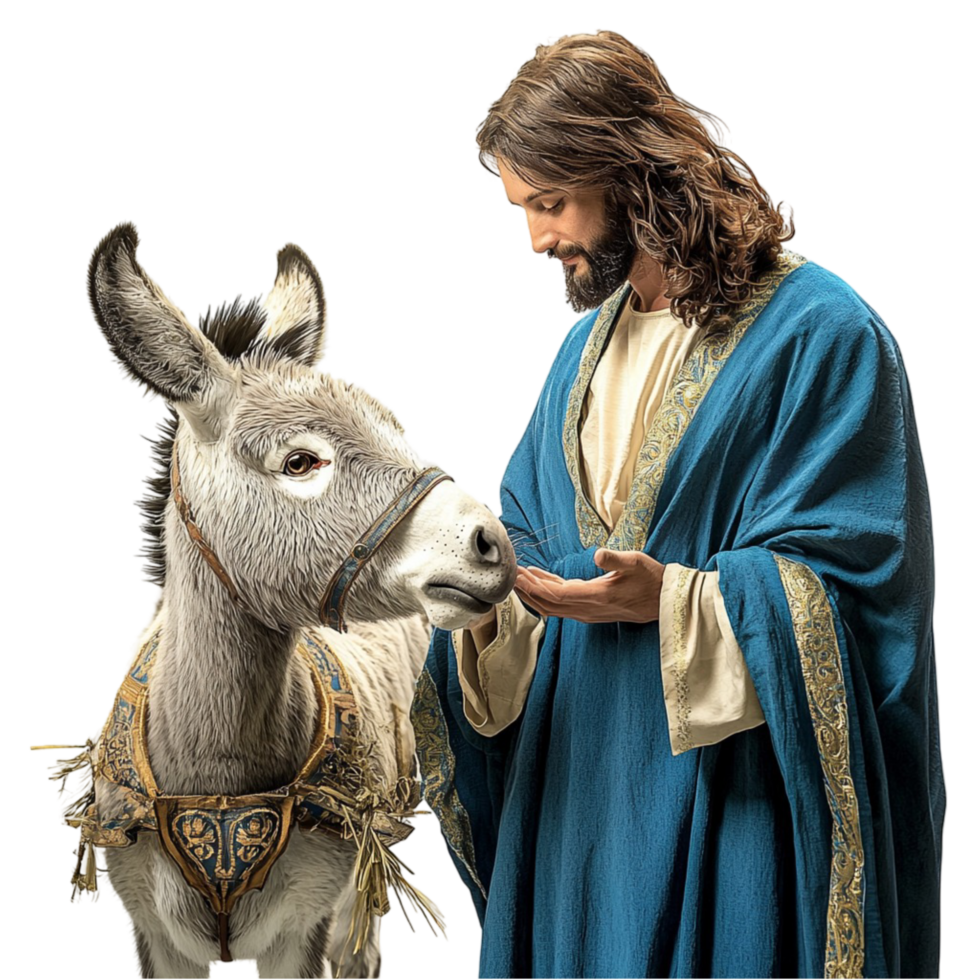 Religious Scene of Jesus Christ with a Donkey for Biblical and Christian png