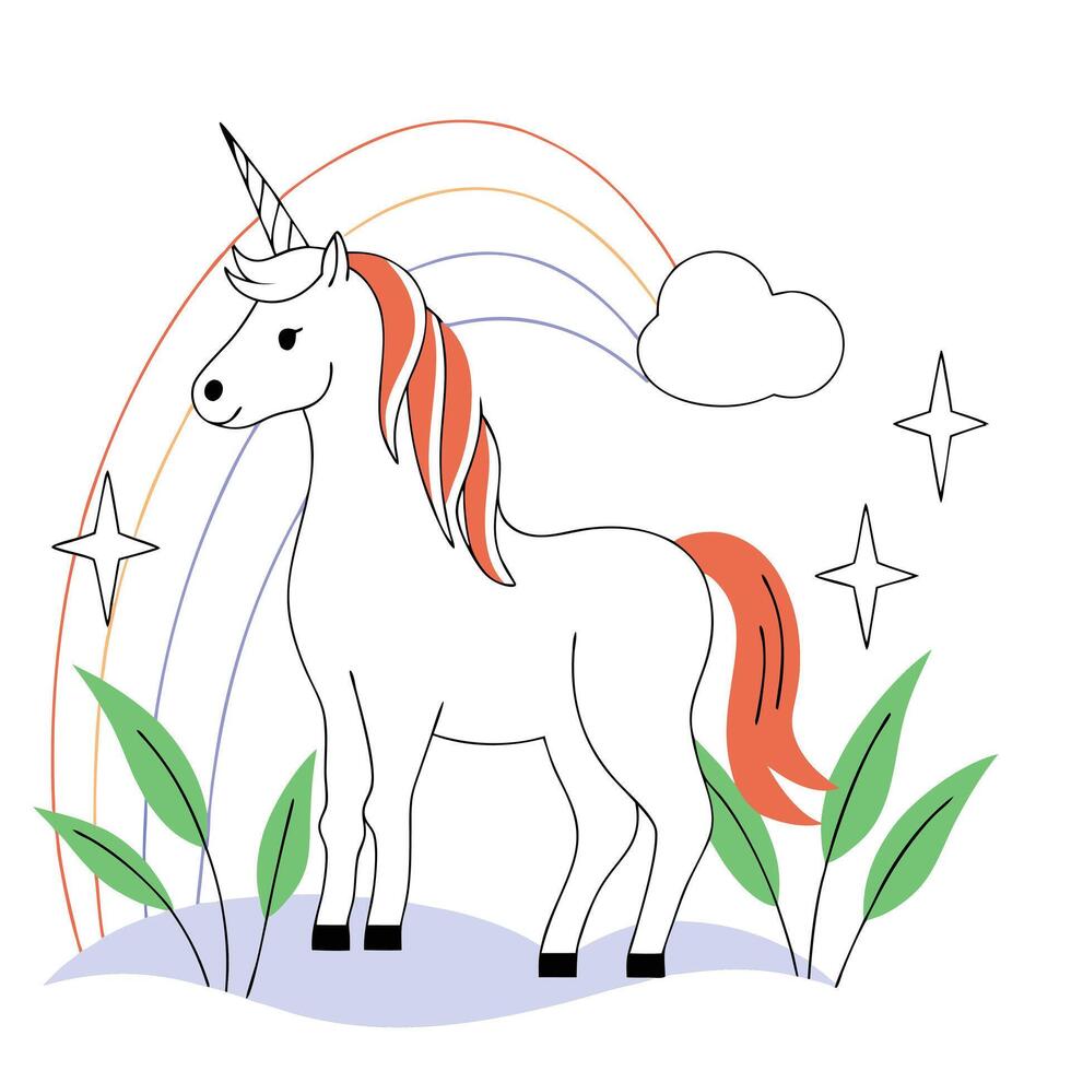 unicorn with rainbow pastel color background vector