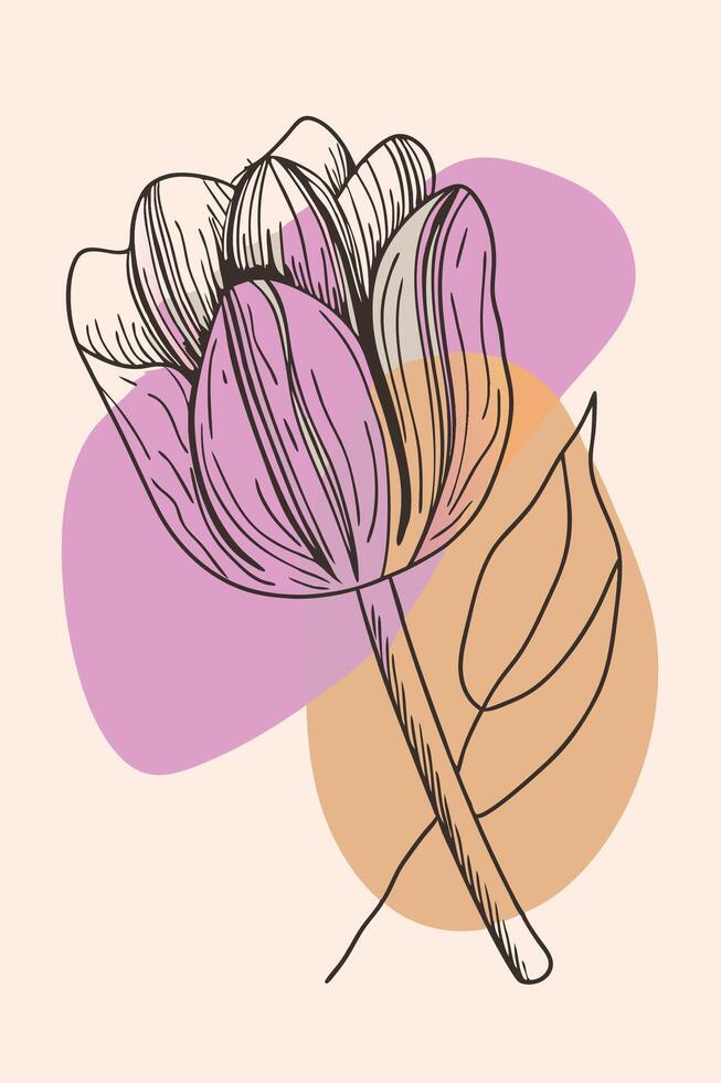 A flower is drawn in a light color vector