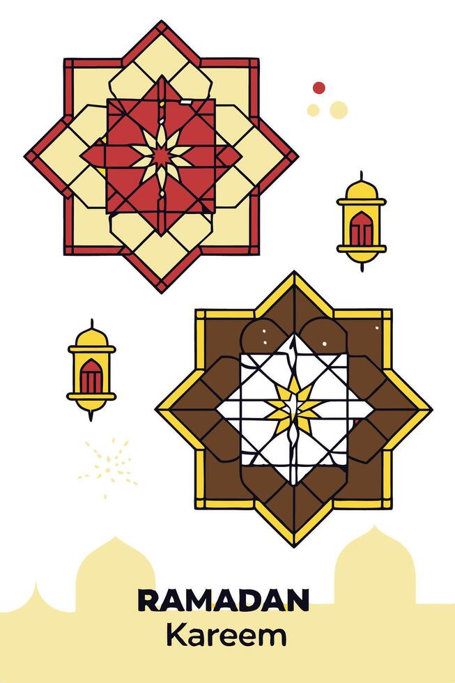 Ramadan Kareem Islamic shapes and patterns vector