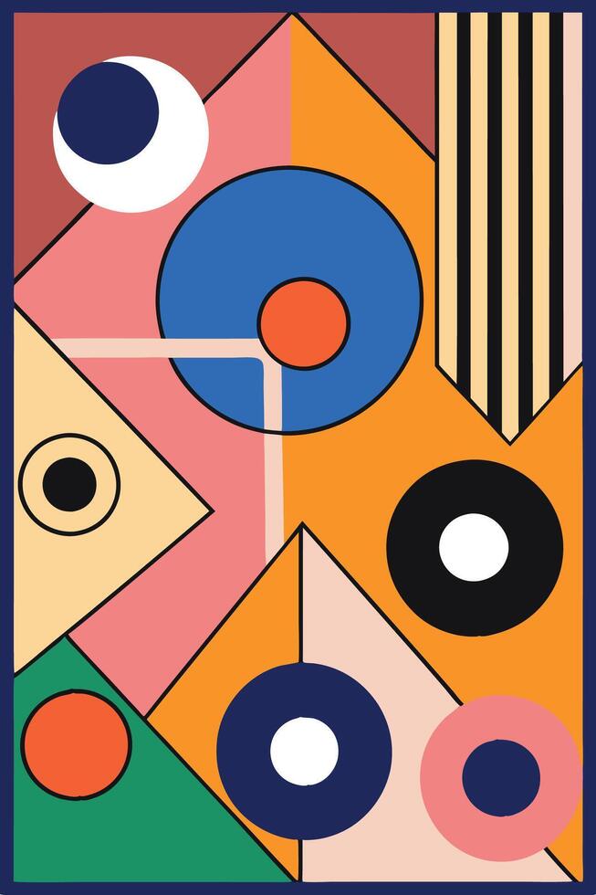 A colorful abstract painting with many different shapes and colors vector
