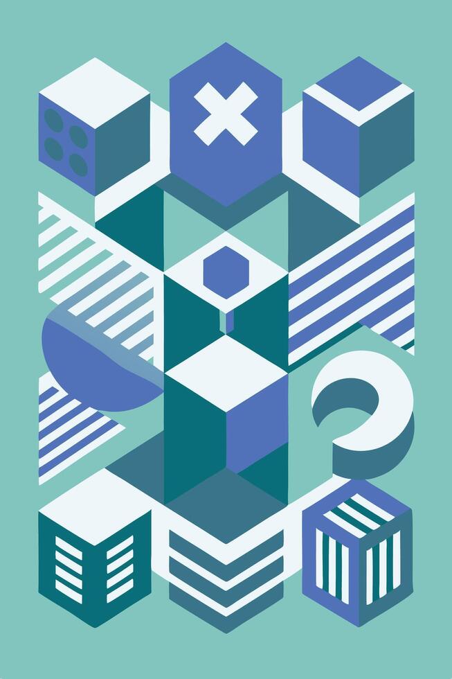A colorful abstract design of cubes and squares vector