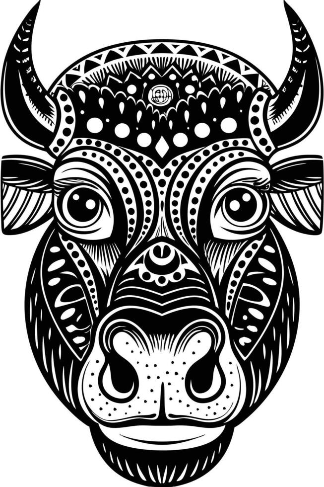 A cow with a horn on its head vector