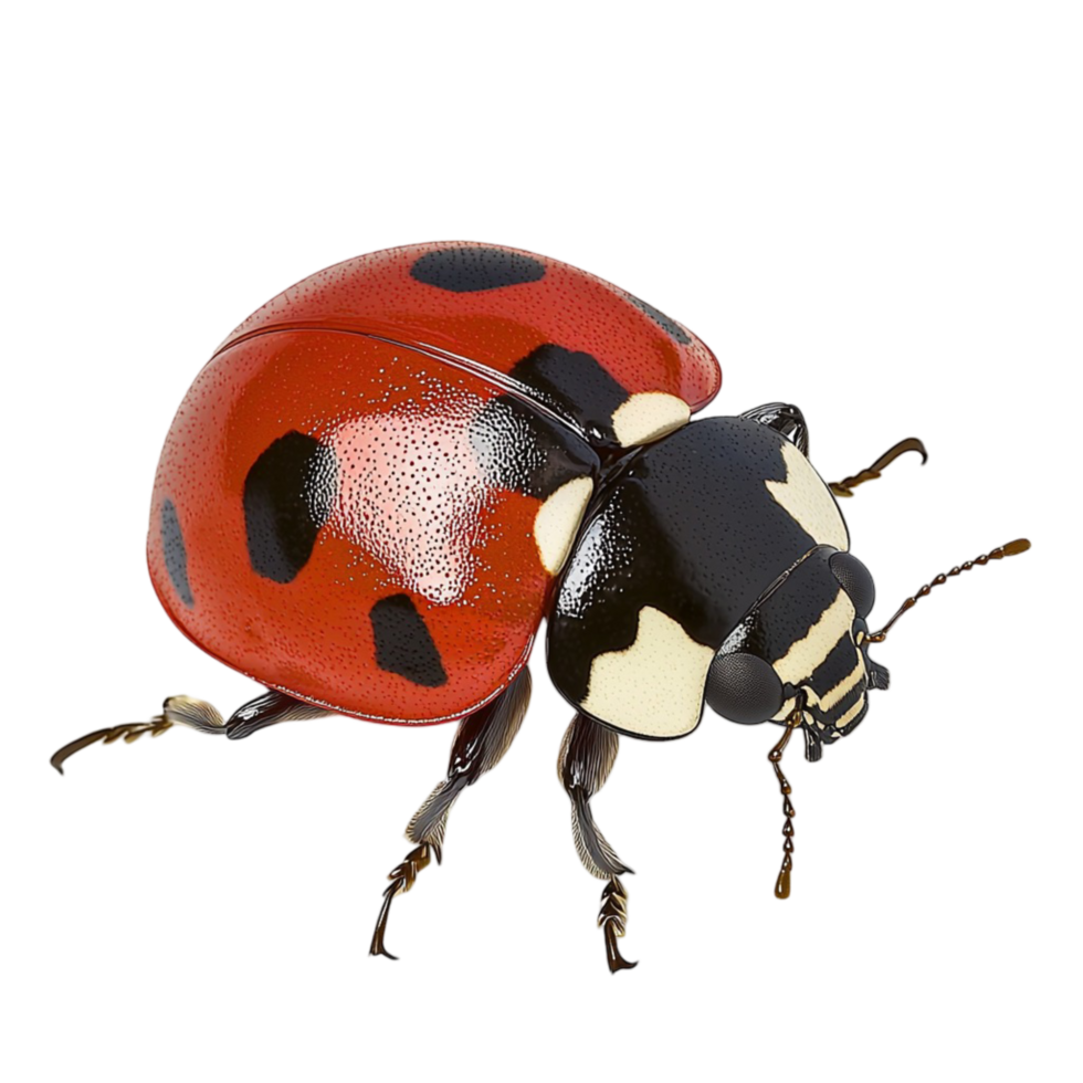 A cute Realistic Red Ladybug with Black Spots for Nature and Insect png