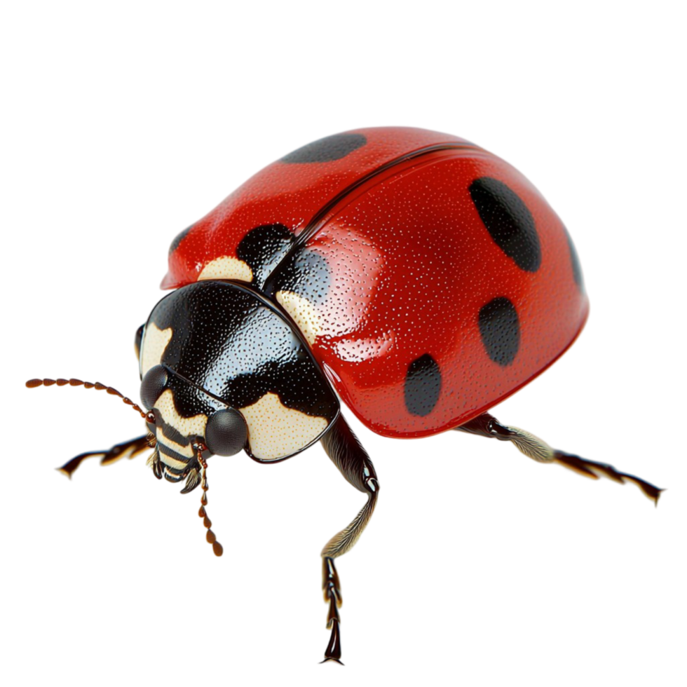 A Realistic Red Ladybug with Black Spots for Nature and Insect png
