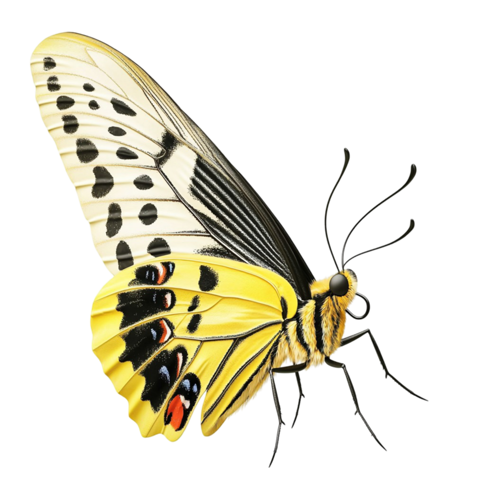 Elegant Yellow and Black Butterfly with Delicate Wings for Nature and Insect png