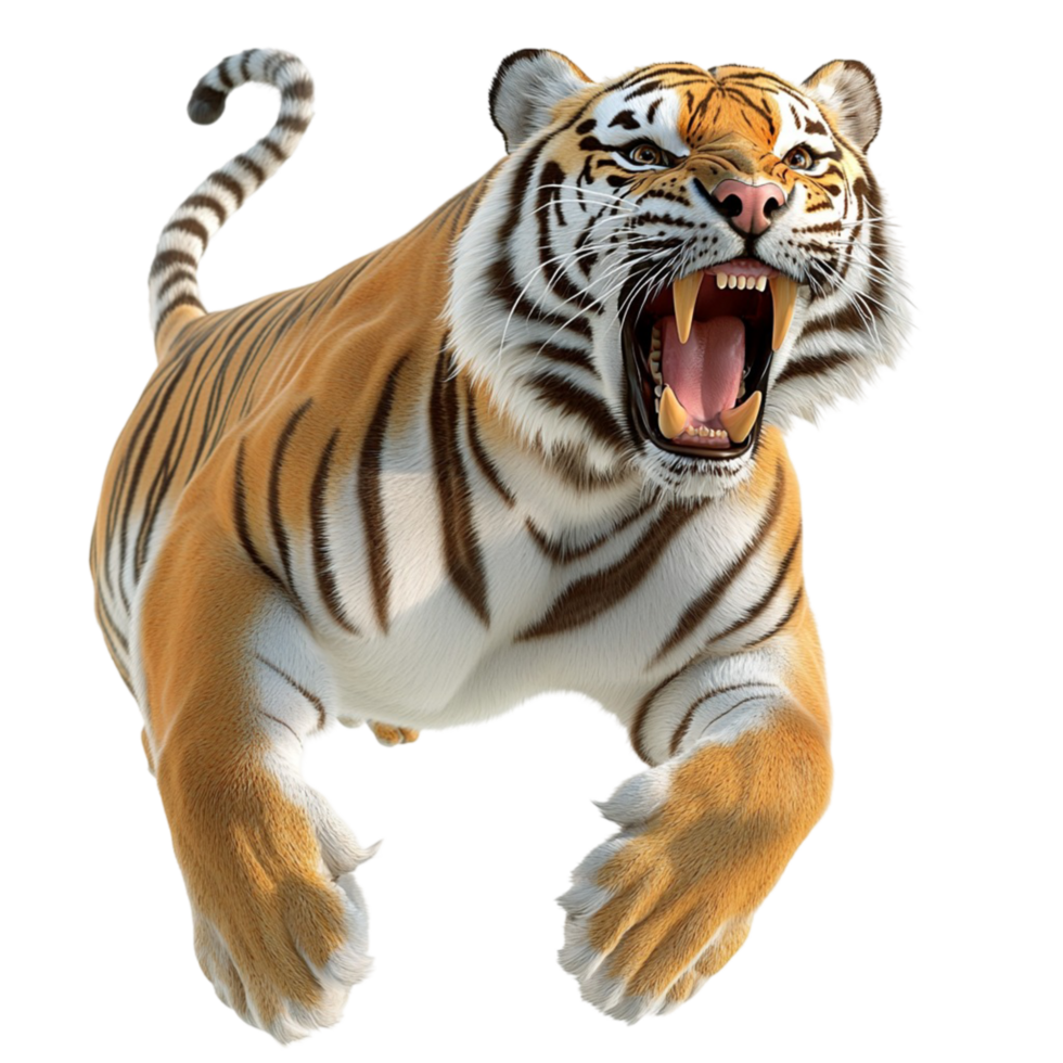 Angry Bengal Tiger Growling and Showing Sharp Teeth in a Powerful Pose png