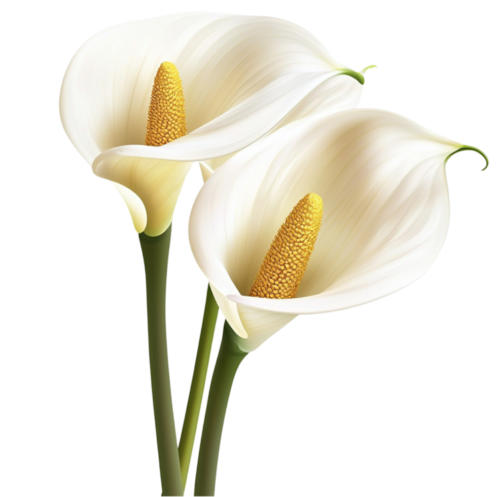 Fresh White Calla Lily Flowers with Delicate Petals and Elegant png