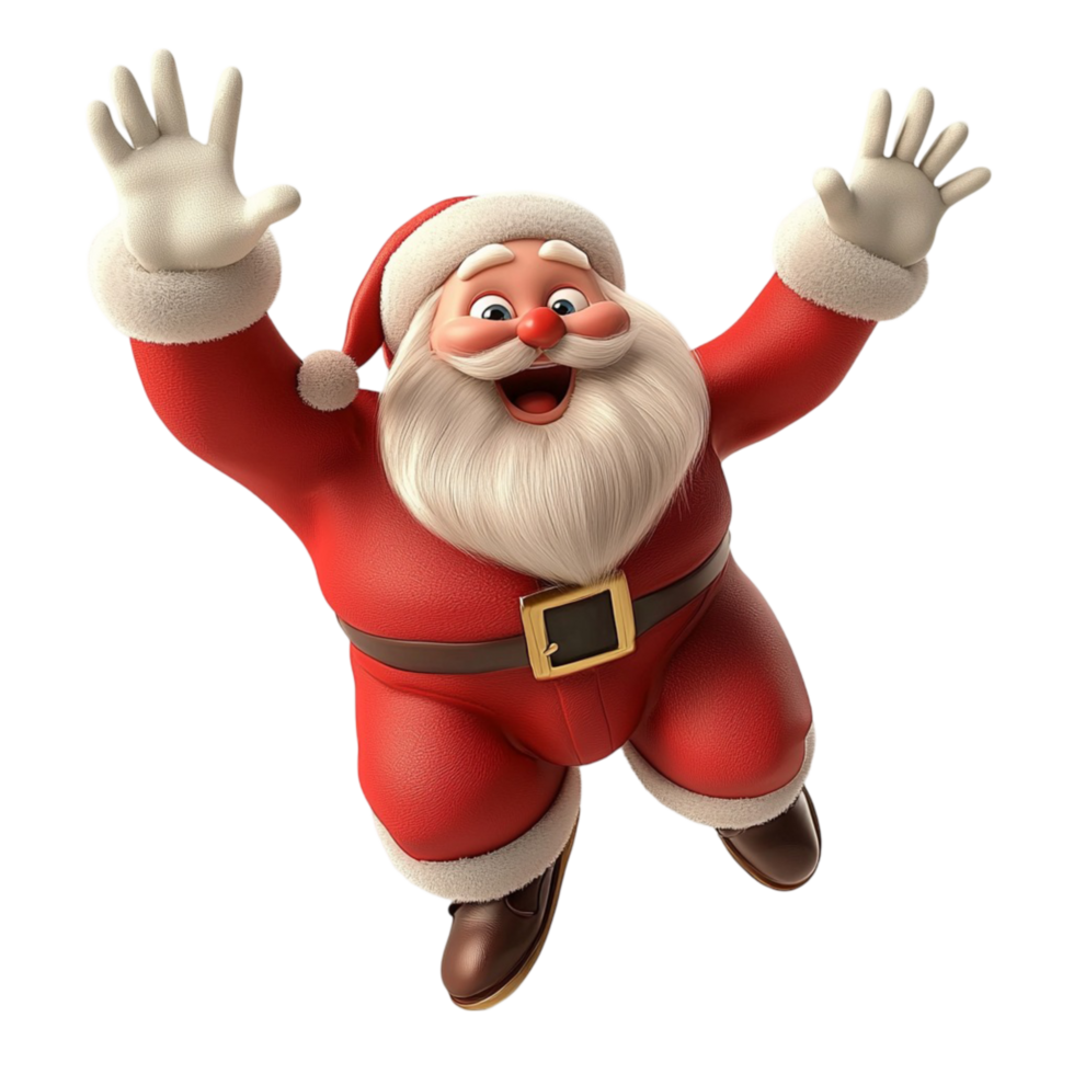 Happy Santa Claus Jumping with Excited Festive Expression png