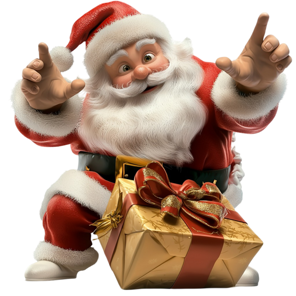 Santa Claus Holding a Gift Bag with Joyful Holiday Cheer png