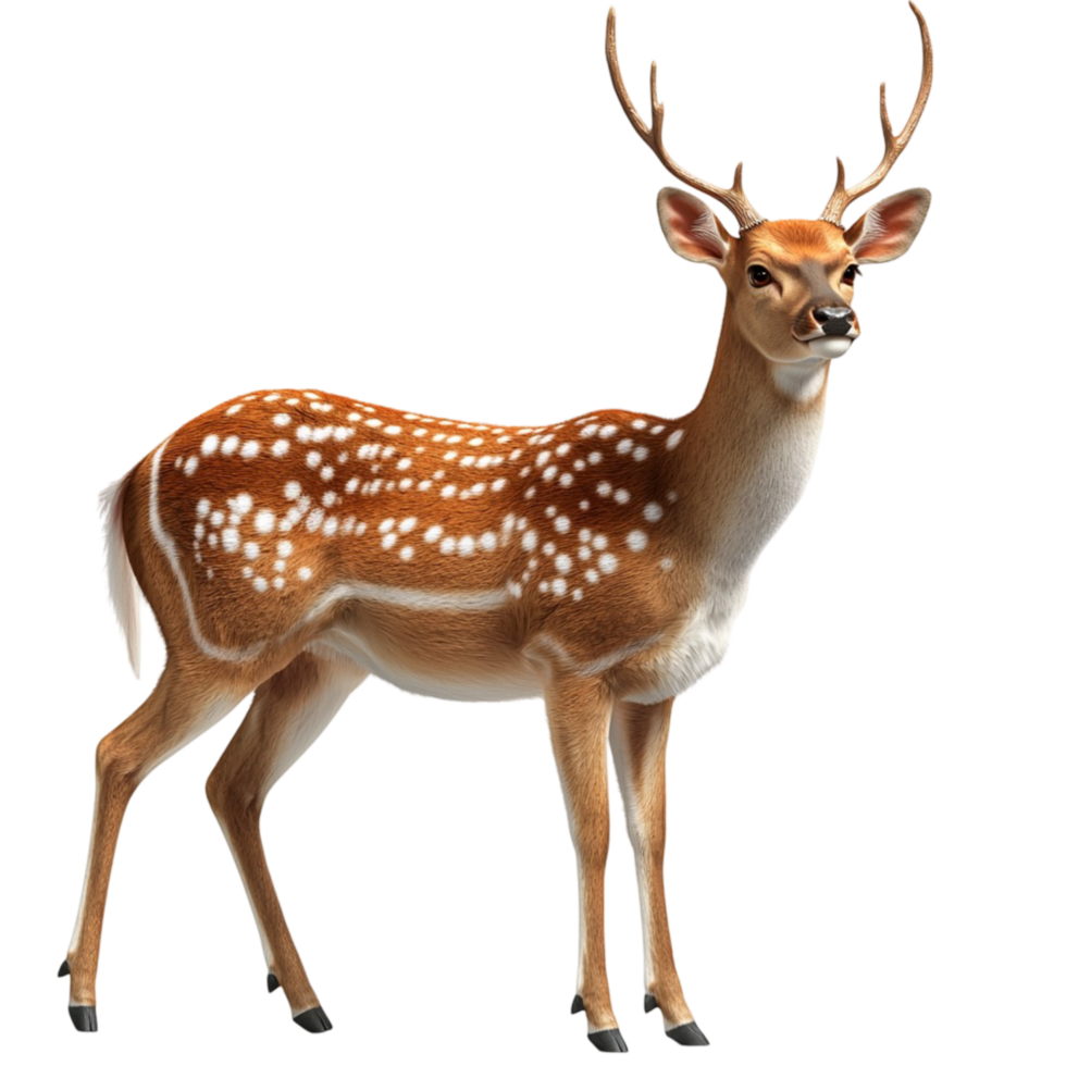 Majestic Spotted Deer Standing in Natural Pose with Realistic Details png