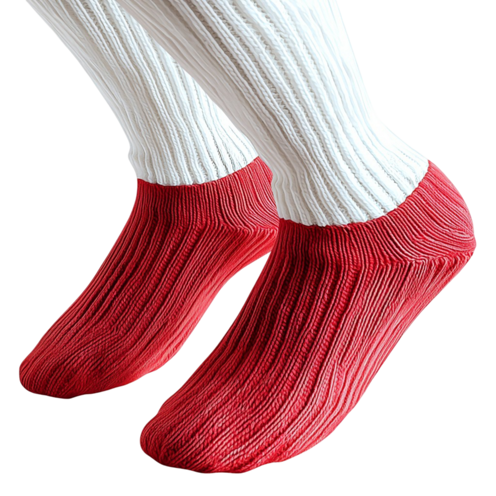 Red Wool Socks with White Cuffs on png