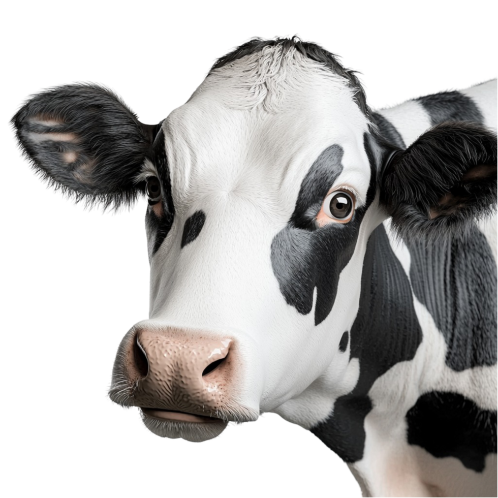 Side View of Black and White Cow Head on png