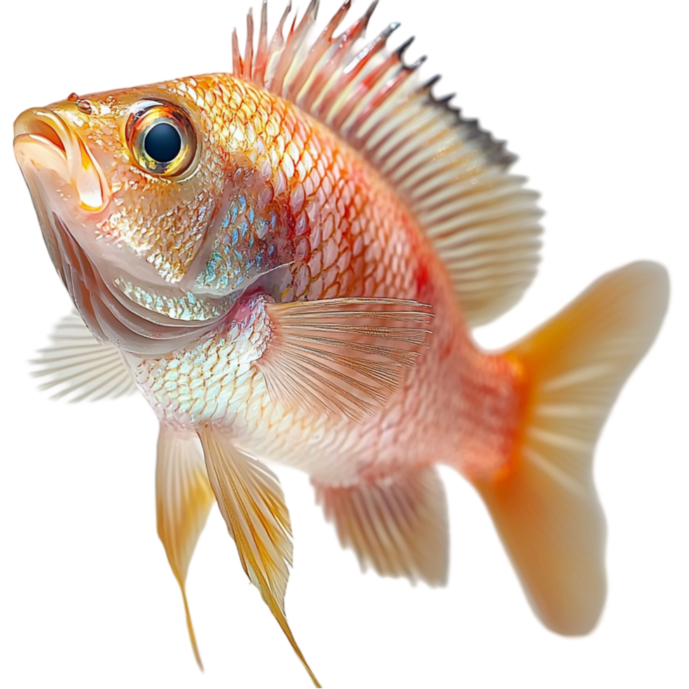 Vibrant Orange Goldfish with Fins Spread on png