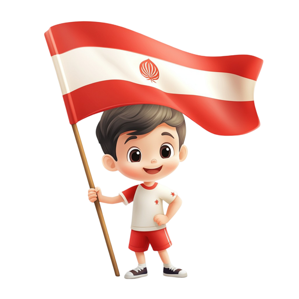 Cute Cartoon Boy Holding Austrian Flag png