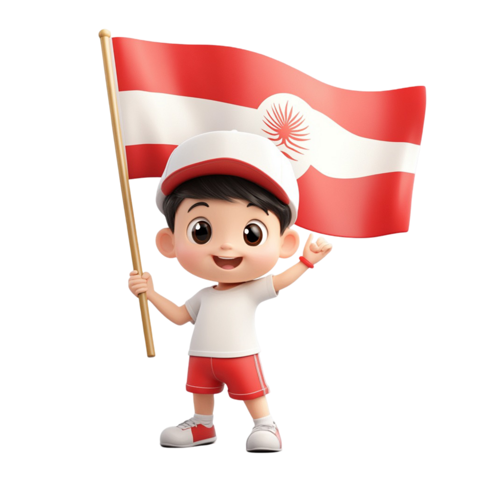 Cartoon Boy Holding Austrian Flag png
