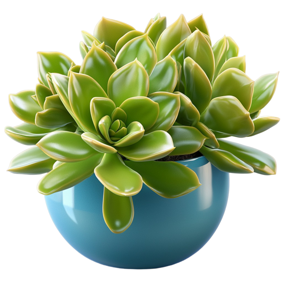 Green Sunflower Plant in Blue Ceramic Pot png