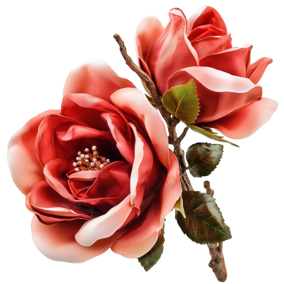 Red Rose Christmas Bauble Ornament with Golden String png