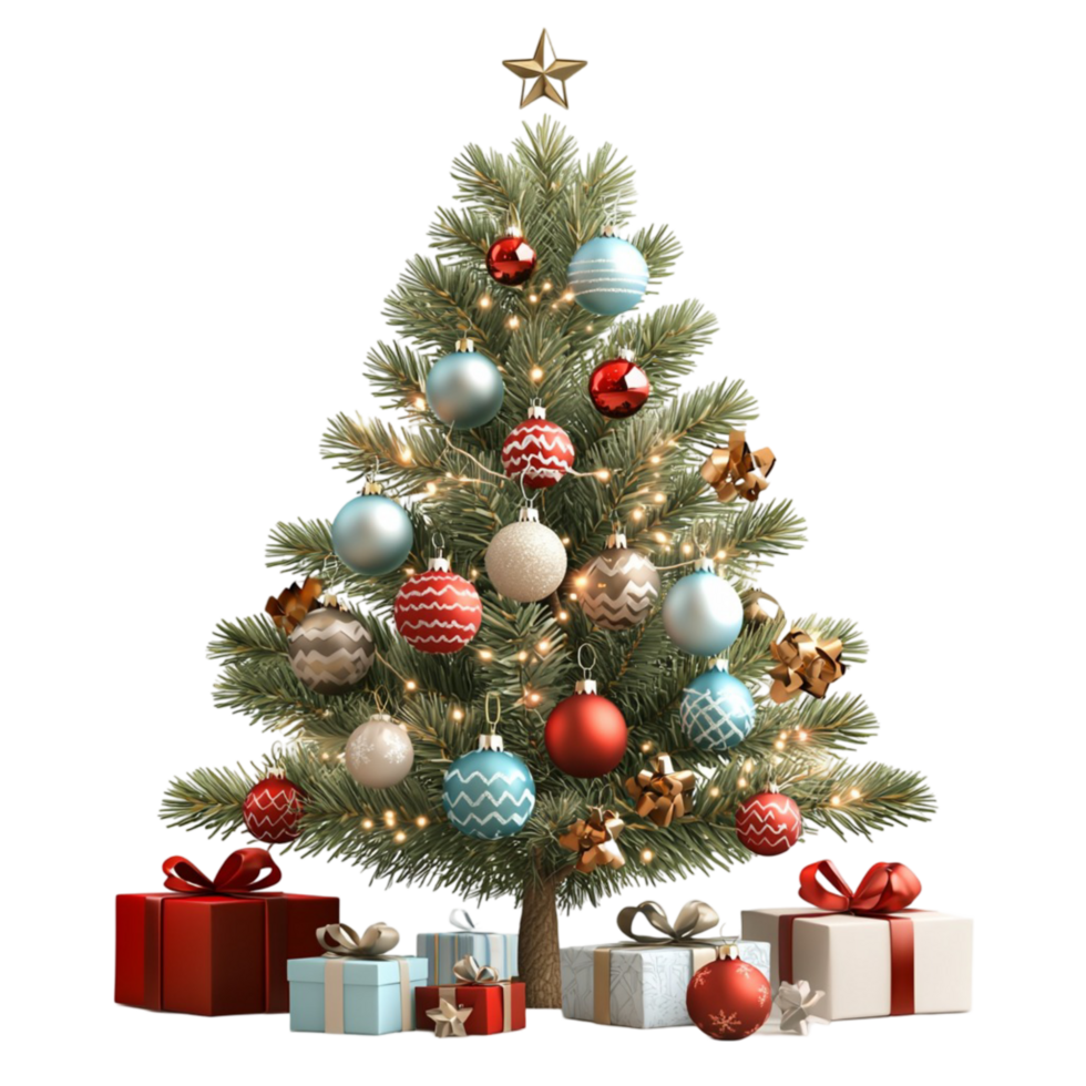 White Christmas tree with snow effect on png