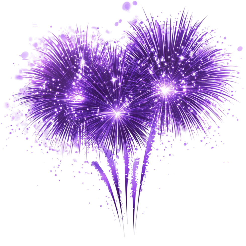 Purple Sparkling Fireworks Explosion Bright Festive Light Effect for Celebrations and Events png