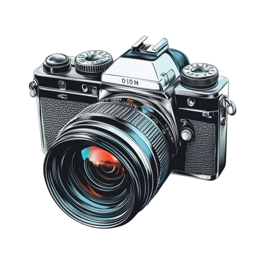 Vintage Retro Camera with Silver Lens png