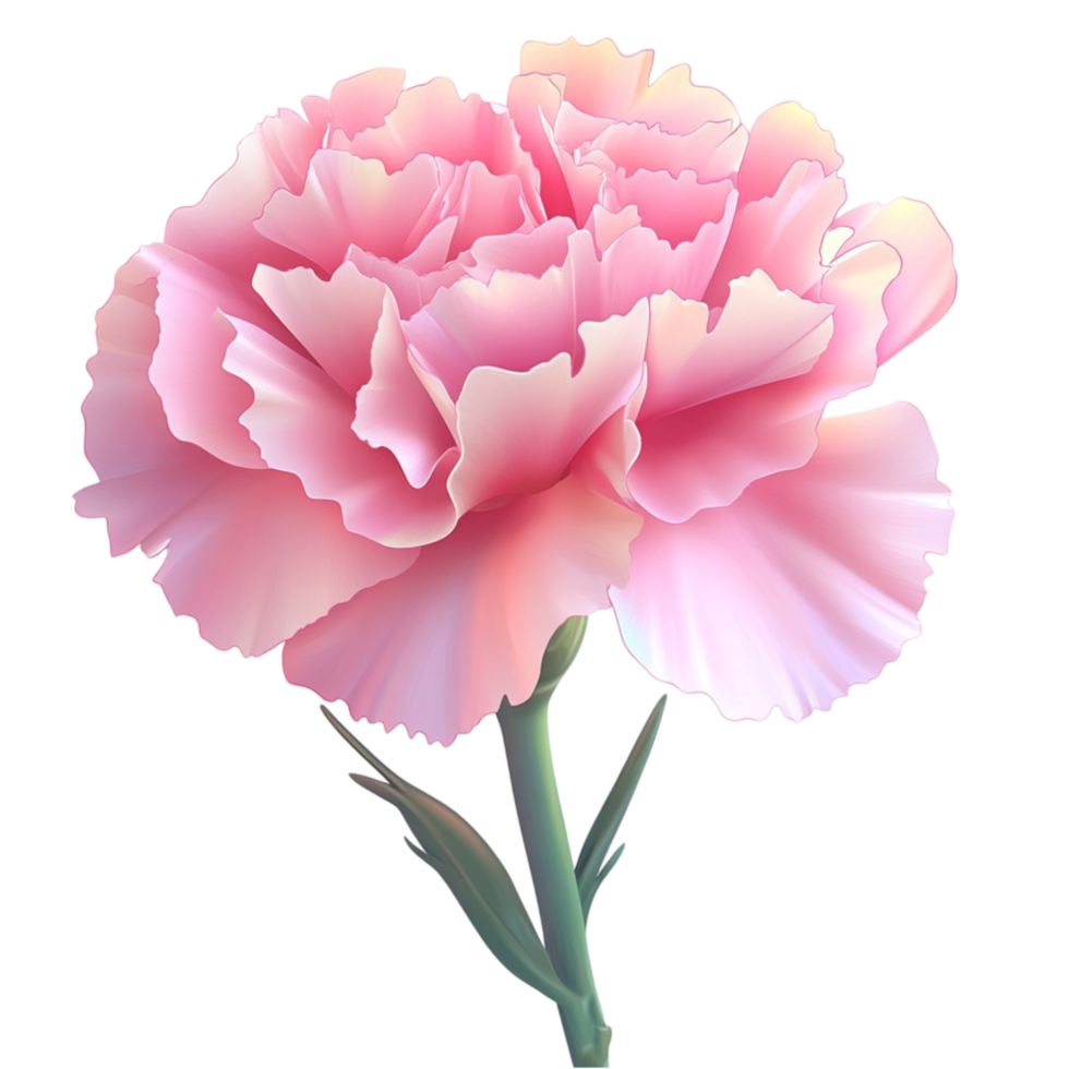 Soft Pink Carnation Flower with Green Stem png