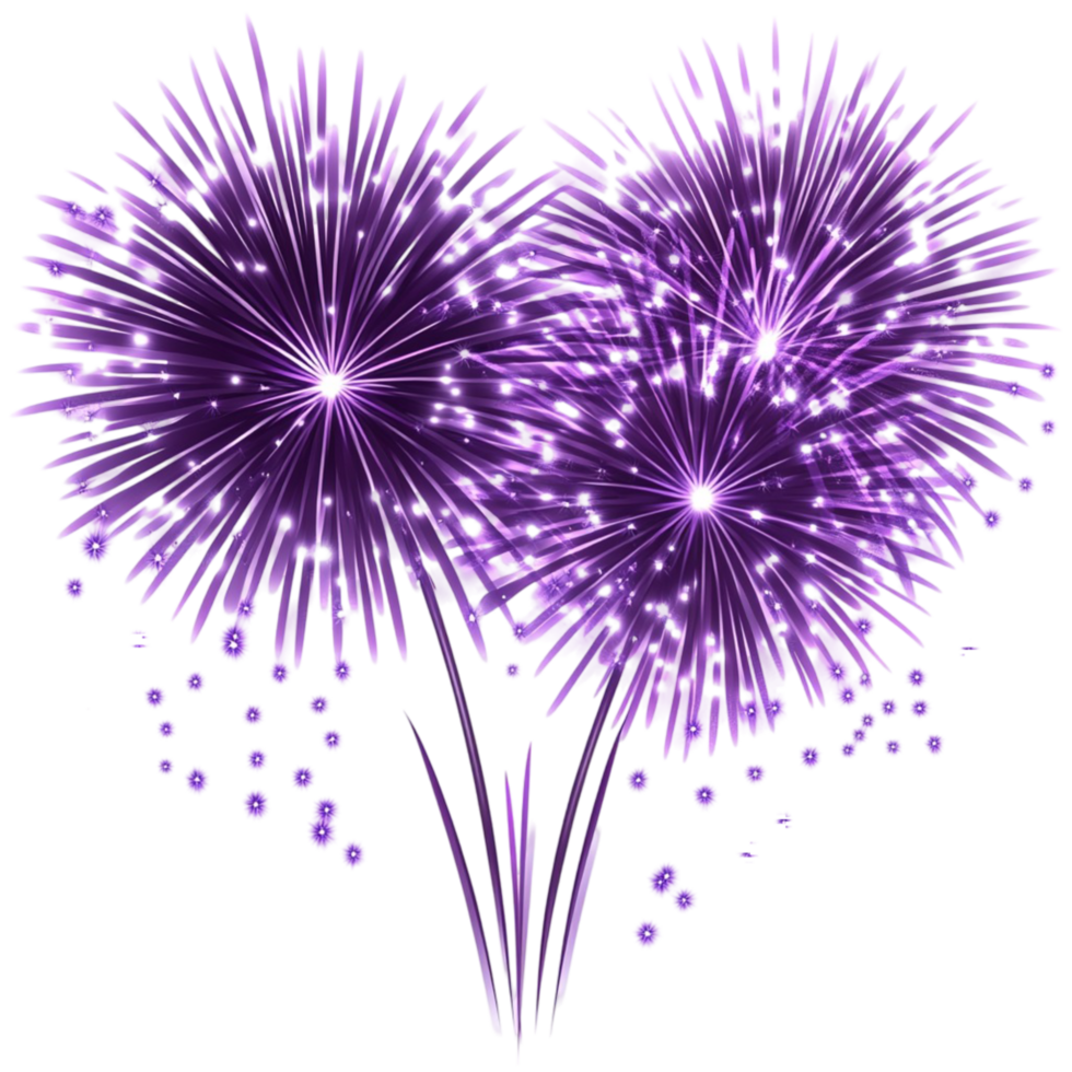 Glowing Purple Fireworks Explosion with Bright Sparkles and Light Effects png