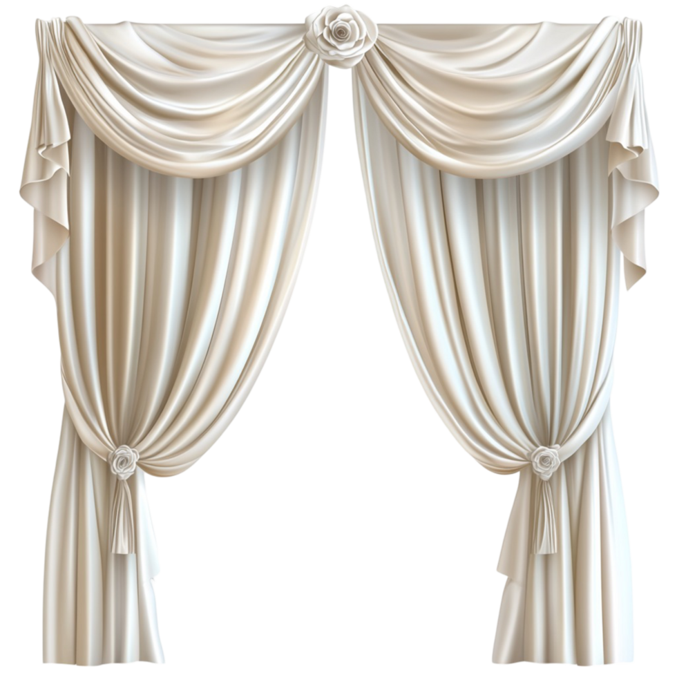 Elegant White and Gold Drapes with Classic Curtain png