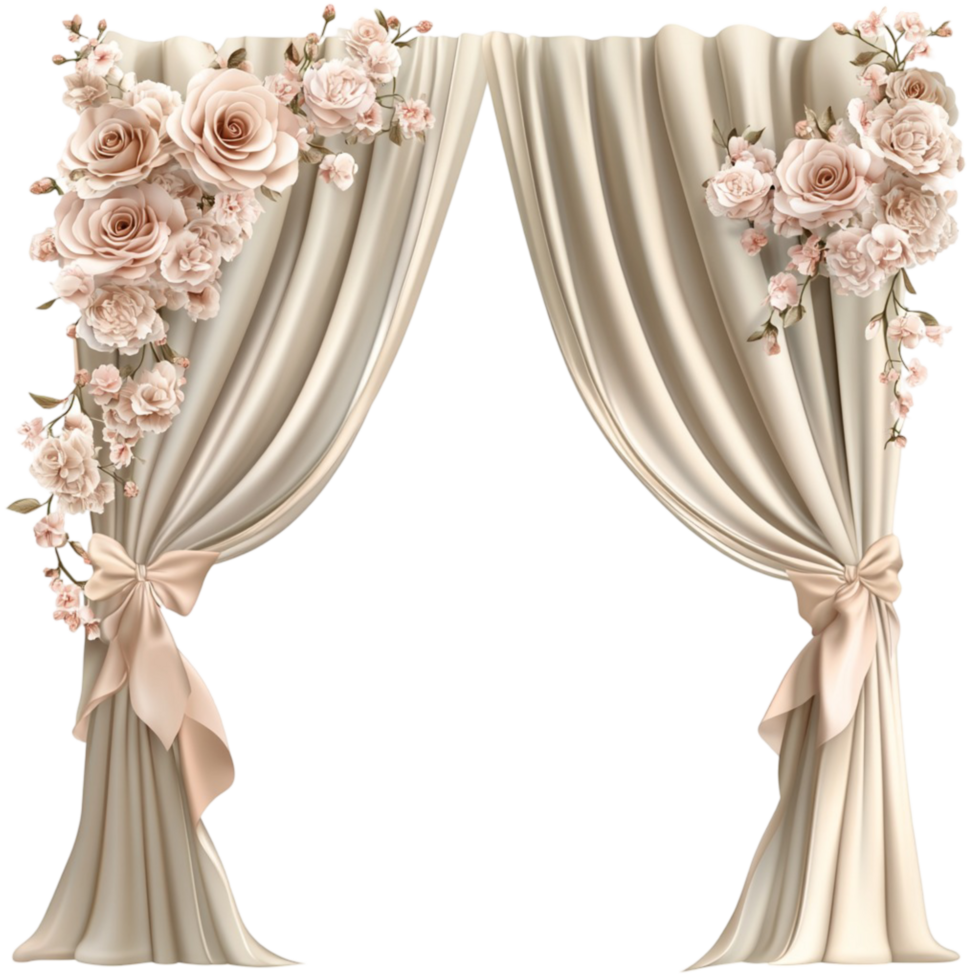 Ornate Venetian masquerade curtains with floral decor png