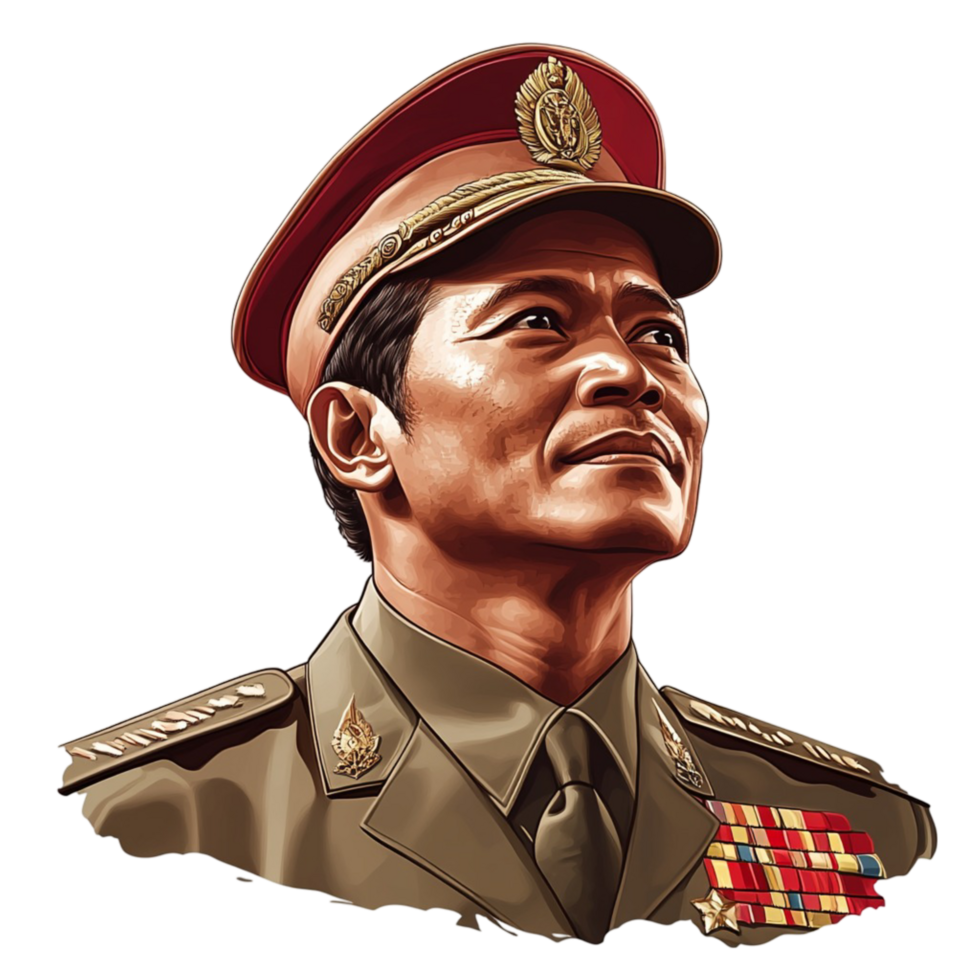 Retro Military General Portrait with Serious Expression png
