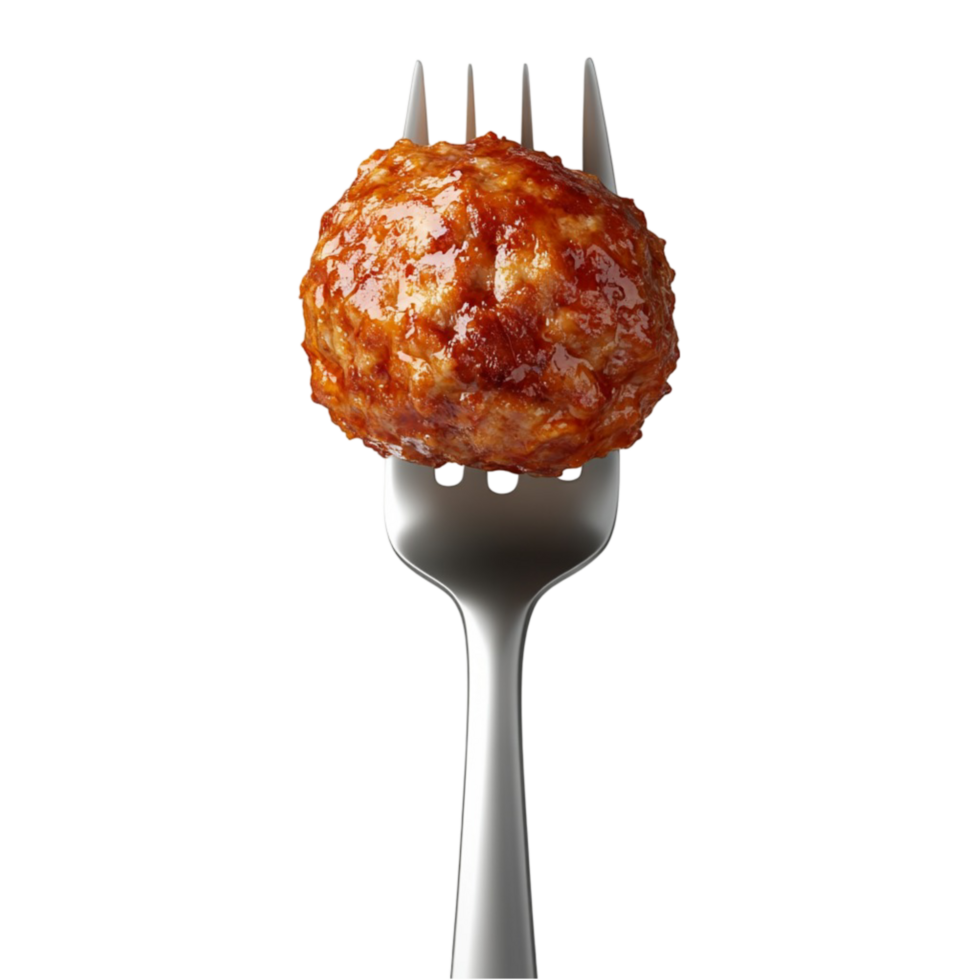 Delicious Meatball on a Fork Realistic Food png