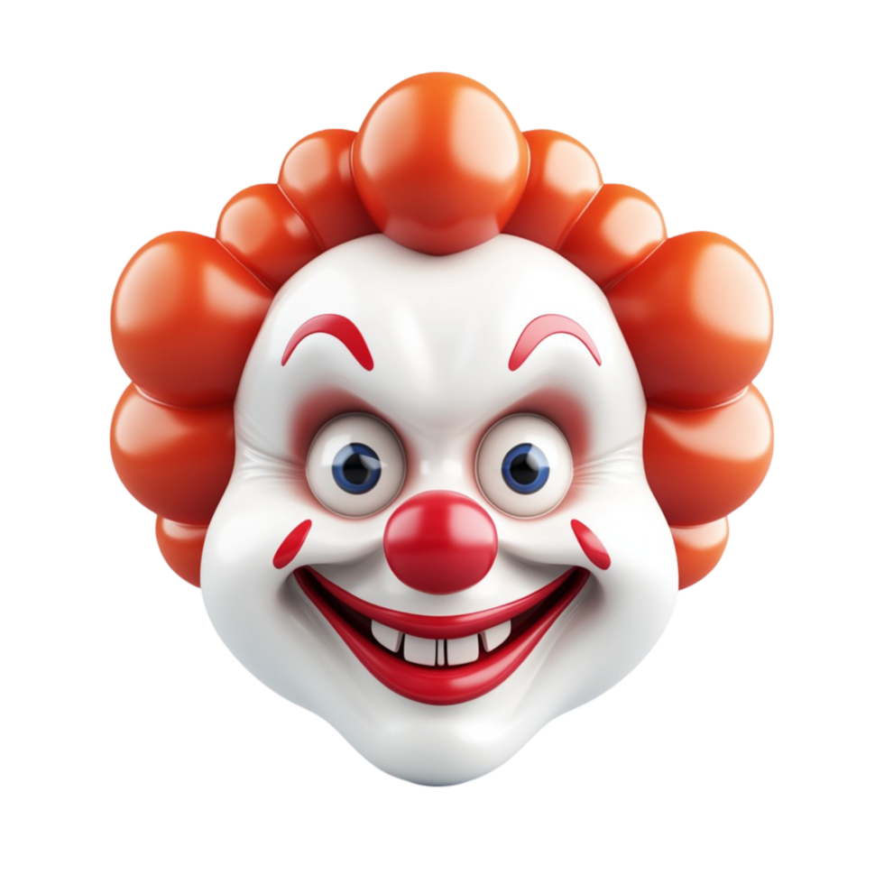 Creepy Clown Face with Red Nose and Wide Smile Scary Circus Character png