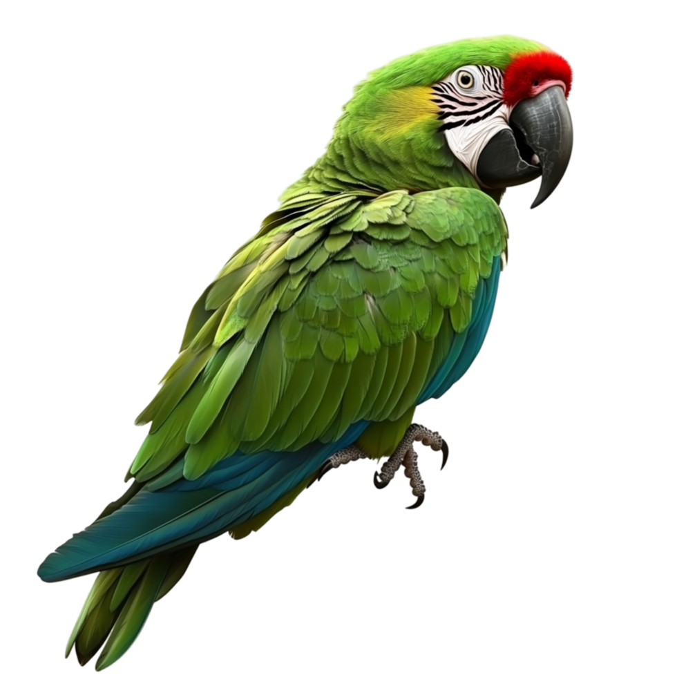 Beautiful Green Parrot with Red Forehead Perched png