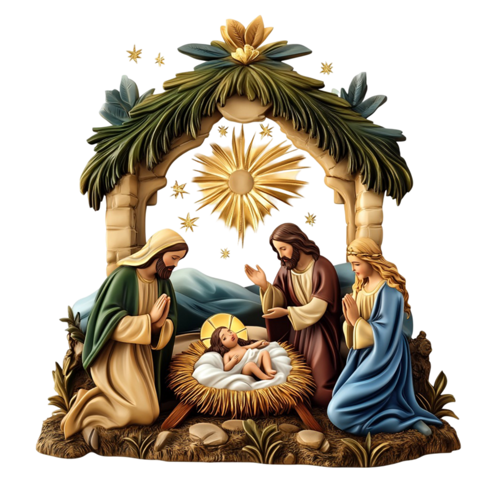 Christmas Nativity Scene with Holy Family and Angels png