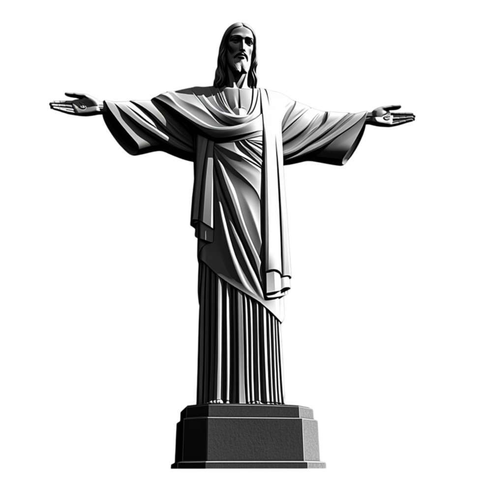 Christ the Redeemer black statue on famous Brazilian landmark png