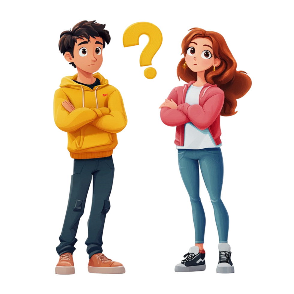 boy and girl with question mark on educational children concept png