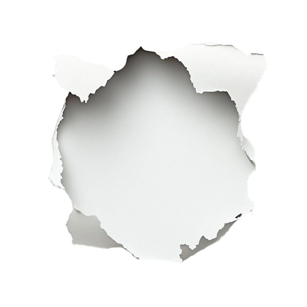 Torn paper hole on realistic ripped paper effect png