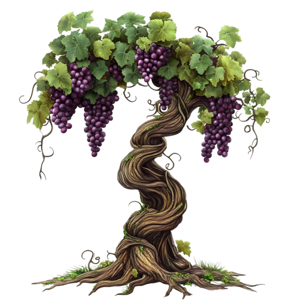 Bonsai tree with purple grapes on ornamental plant with fruits png