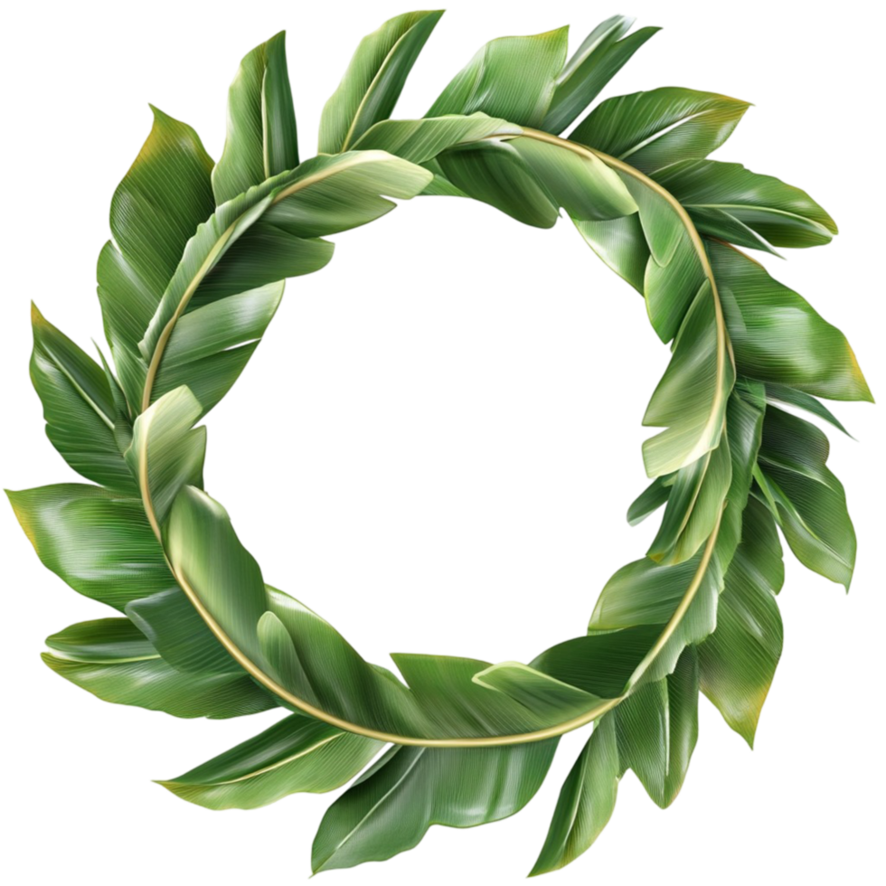 Green laurel wreath made of fresh leaves on natural botanical frame png