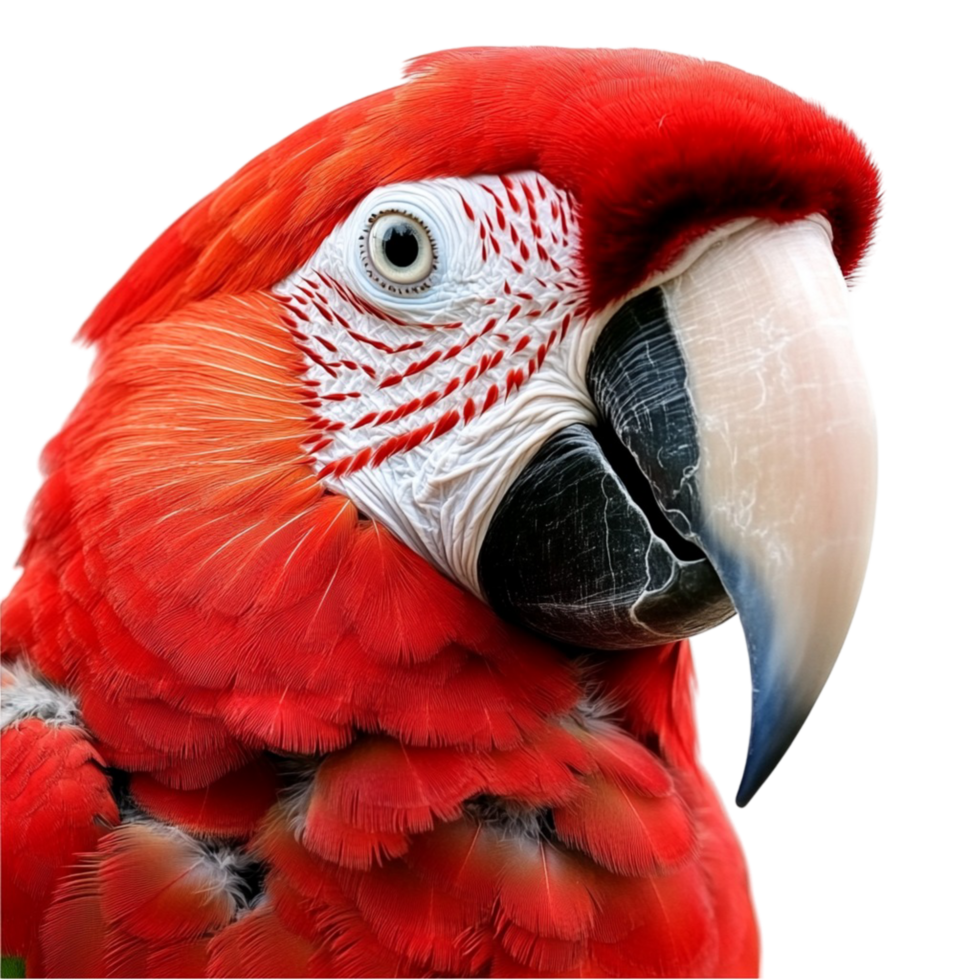 Red parrot with vibrant feathers on exotic tropical bird png