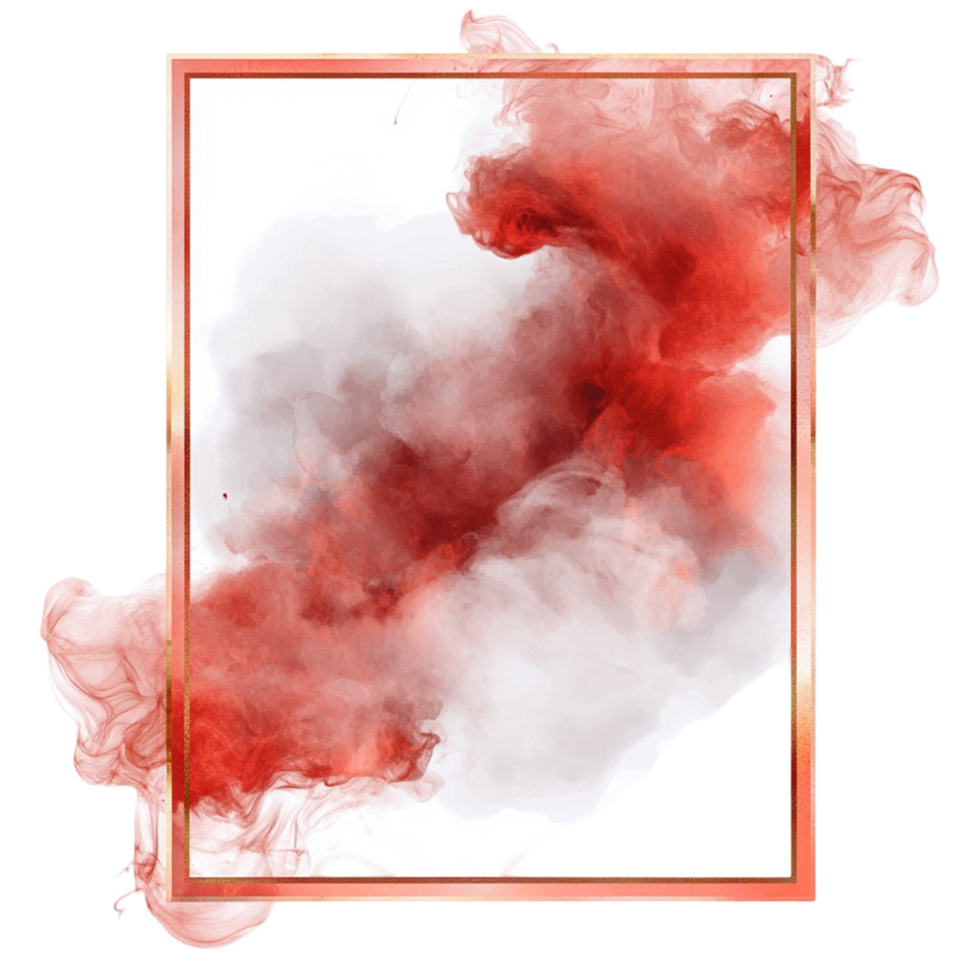 Red smoke cloud frame on abstract istic border png