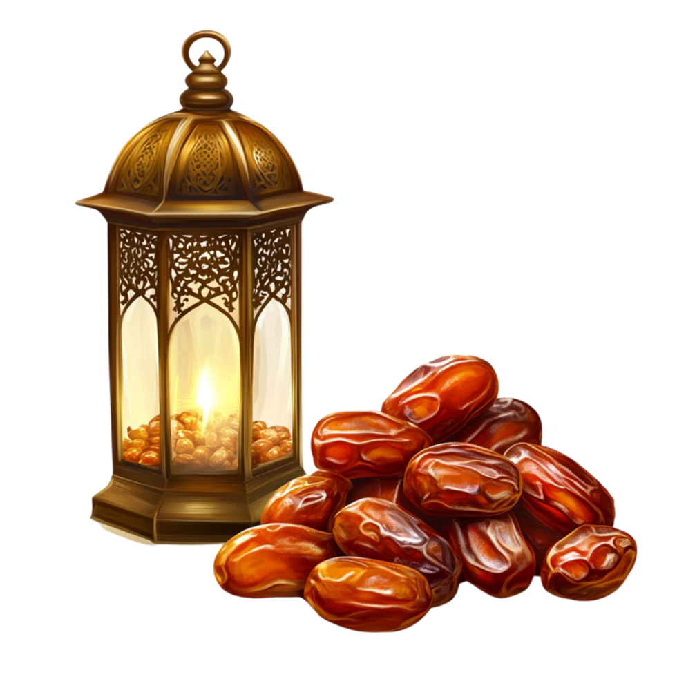 A Ramadan lantern with dates on Islamic festive decoration png