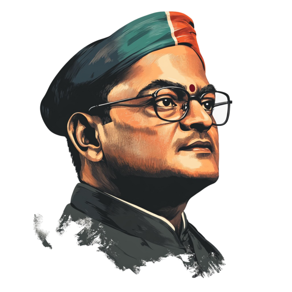Portrait of historical Indian freedom fighter on patriotic png