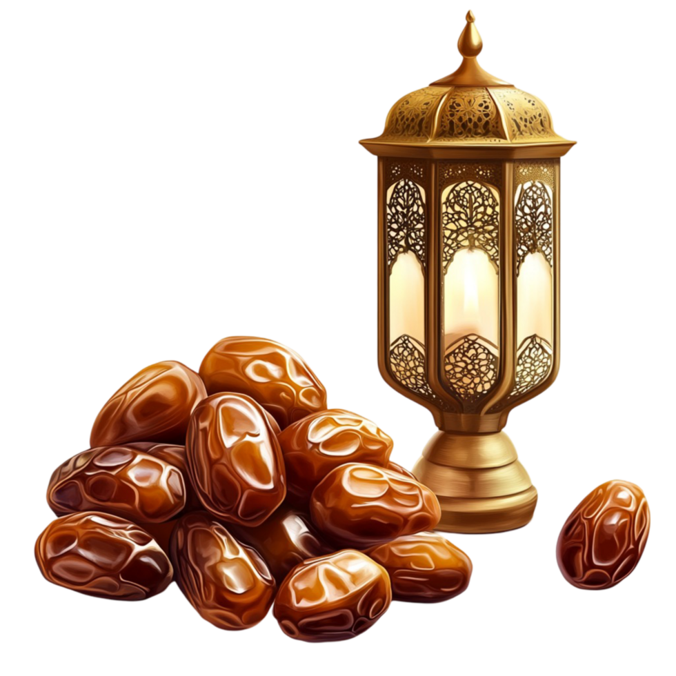 Ramadan lantern with dates on Islamic traditional decoration png