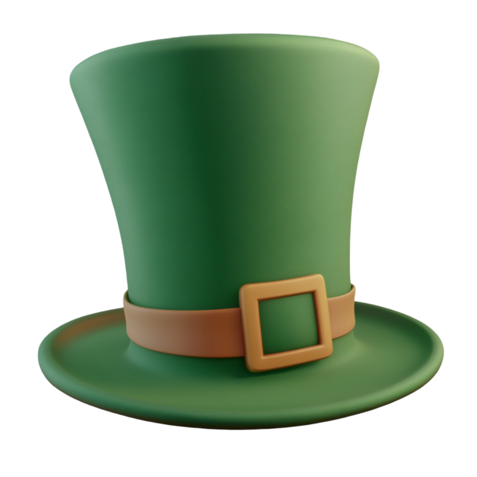 Traditional green leprechaun hat with gold buckle png