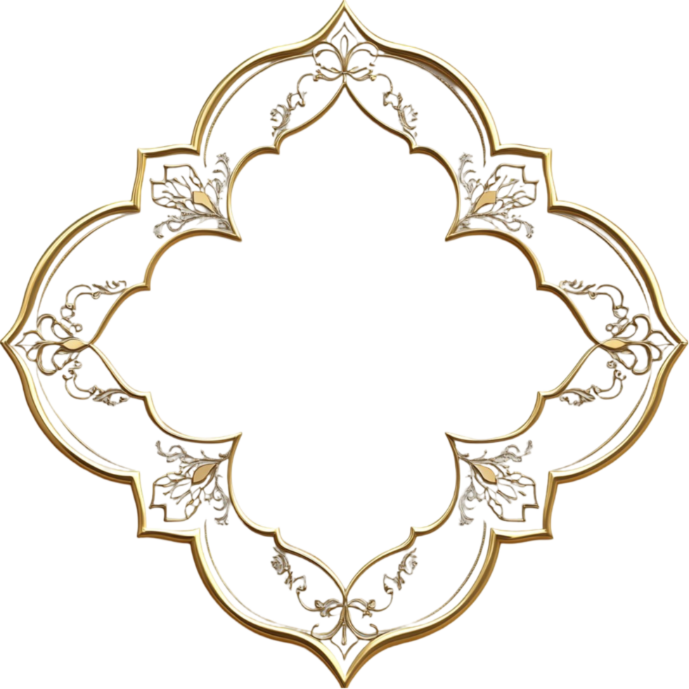 Golden ornamental frame with floral pattern png