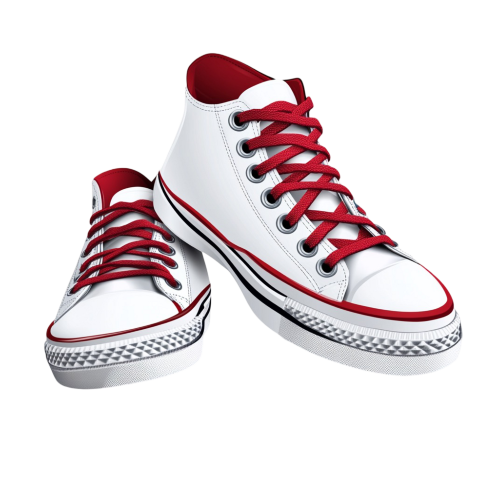 Classic Red and White High Top Canvas Sneakers for Men and Women png
