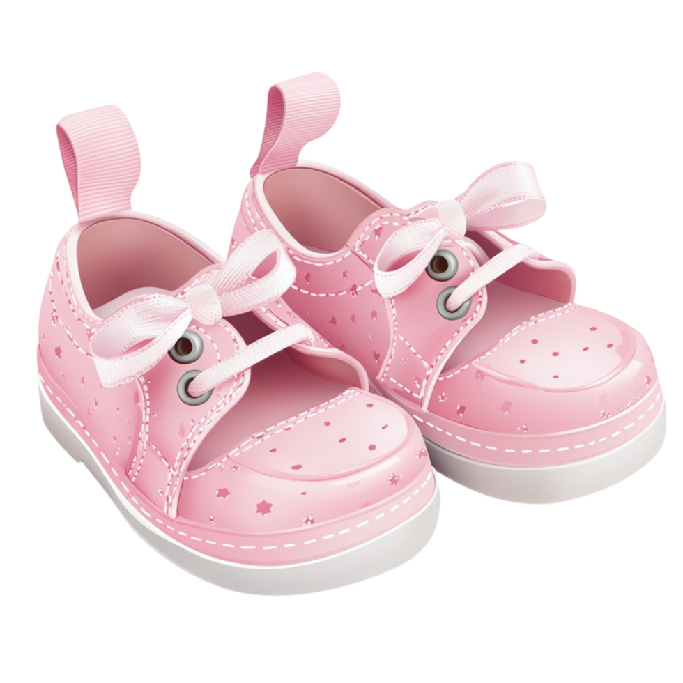 Cute Pink Baby Shoes with Ribbon Bow for Infants png