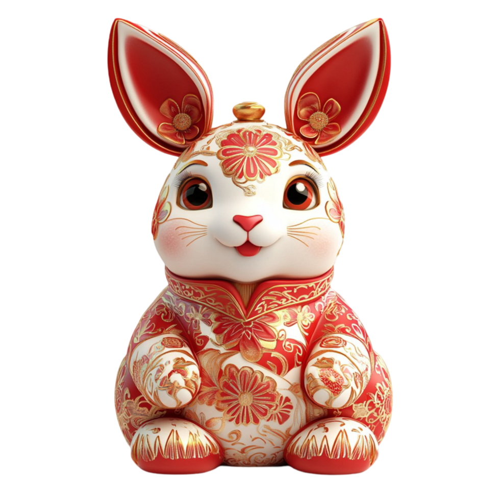 Cute Chinese New Year Rabbit Figurine for Festive Decor png